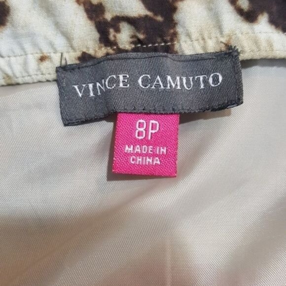 Vince Camuto Skirt Abstract Tie-Dye‎ Mini Skirt Faux Wrap Brown Orange 8 Petite - Picture 7 of 8